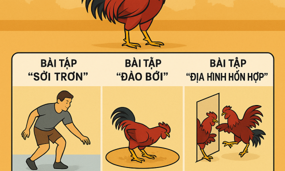 Huấn Luyện Gà Đá Ứng Biến Thông Minh Theo Từng Sới Đấu 13 chien thuat dia hinh